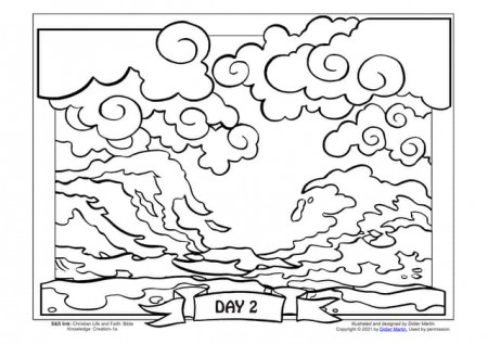 Coloring Page: The Creation of the World: Dividing of the Waters
