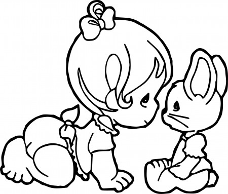 cool Baby Girl Cartoon And Bunny Coloring Page | Precious moments coloring  pages, Bunny coloring pages, Baby coloring pages