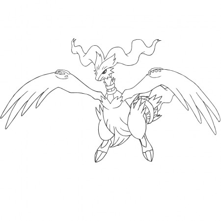 Reshiram from the fifth generation of the Pokémon coloring page
