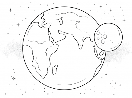 Earth And Moon Coloring Page - Free Printable Coloring Pages for Kids