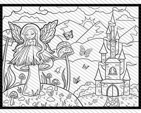 Amazon.com: Fairy Princess Coloring Page, Fairy Coloring sheet, Fairy Tale  Fantasy Themed Jumbo Coloring book for kids and adults: Handmade