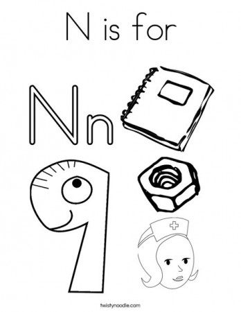 N is for Coloring Page - Twisty Noodle