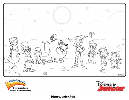 Jake and the Never Land Pirates Group Colouring Page | Disney ...
