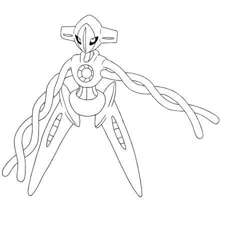 Deoxys from the third generation of the Pokémon coloring page