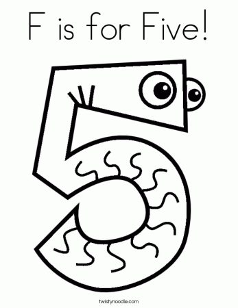 F is for Five Coloring Page - Twisty Noodle