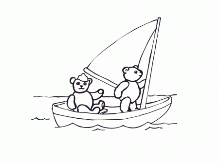 bear in boat coloring pages | Kids Cute Coloring Pages
