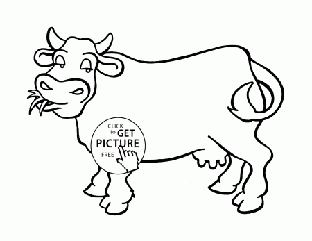 Nice Cow coloring page for kids, animal coloring pages printables ...