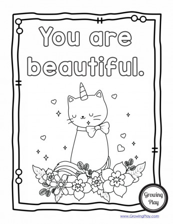 Unicorn Cat Coloring Pages - FREE - Growing Play