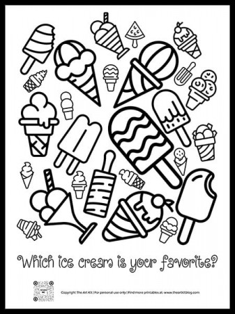 Free Printable! Lots of Ice Cream Coloring Page - The Art Kit
