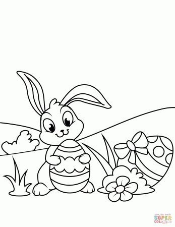 Easter Bunny and Eggs coloring page | Free Printable Coloring Pages
