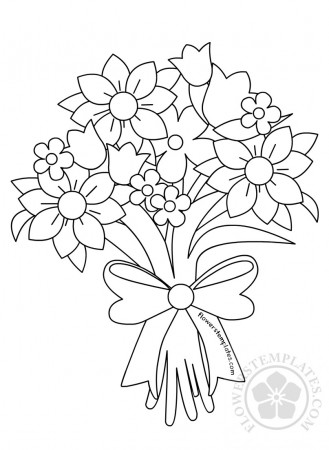 Beautiful Flower Bouquet Coloring Page | Flowers Templates