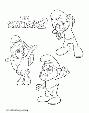 The Smurfs - Smurfette, Clumsy and Papa coloring page