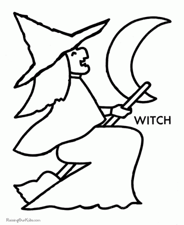 Preschool Halloween coloring pages - Witch 002