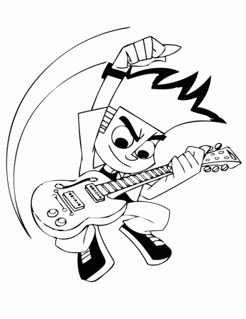 Johnny Test Playing Guitar Coloring Page | HM Coloring Pages