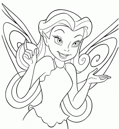 Tinker Bell Who Feel Happy Coloring Page - Kids Colouring Pages