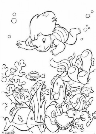 Lilo and Stitch coloring pages - Lilo swiming with fishes
