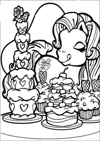 MY LITTLE PONY coloring pages - Pony loves cakes