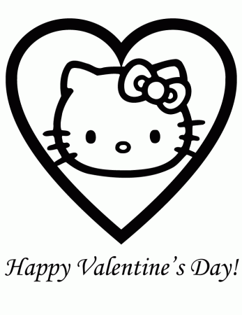 Hello Kitty Happy Valentines Day Coloring Page | Free Printable 