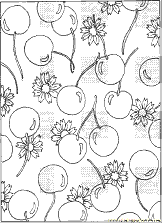 Coloring Pages Cherries And Flowers (Other > Pattern) - free 