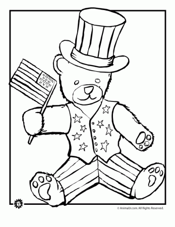 th of july coloring pages summer printables stars and stripes bear 