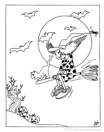 WITCH coloring pages - Witch's broom