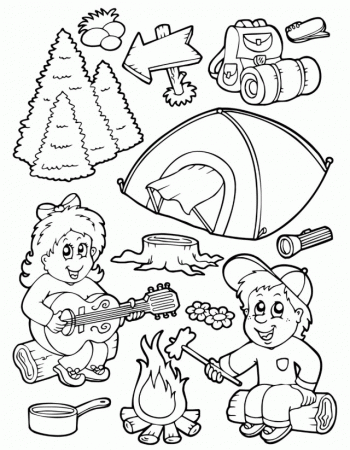 Preschool Coloring Page Summer Camping Coloring Book Page And 