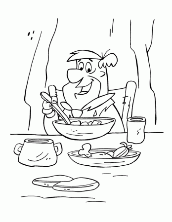 Fred's Calling Someone Flintstone Coloring Page - Cartoon Coloring 