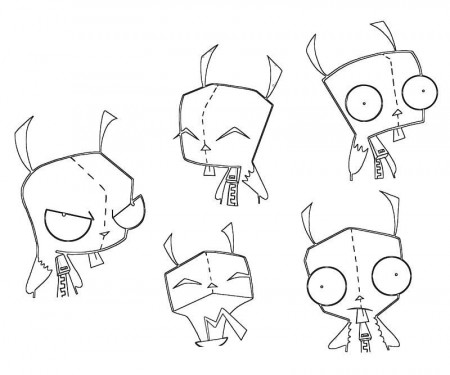 invader zim color page cartoon pages printable - Quoteko.