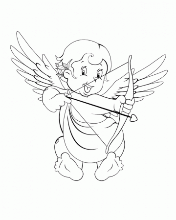 Cupid with bow & arrow - Free Printable Coloring Pages