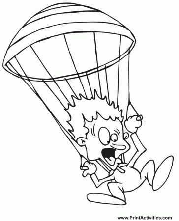 Parachute Coloring Page | Scared Parachuter