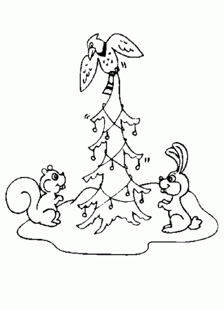 Free Animal's Christmas Tree Coloring Sheet - Homeschool Helper
