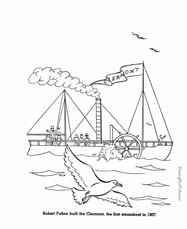First Steamboat - Coloring pages 003