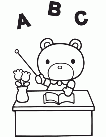 Hello Kitty Teddy Bear Teacher Coloring Page | HM Coloring Pages