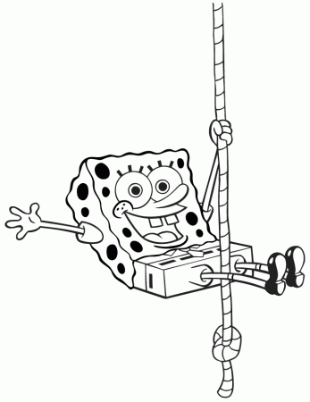 Spongebob Slides Down Rope Coloring Page | Free Printable Coloring 