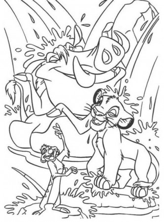 Free Simba Timon And Pumbaa Waterfall The Lion King Coloring Page 