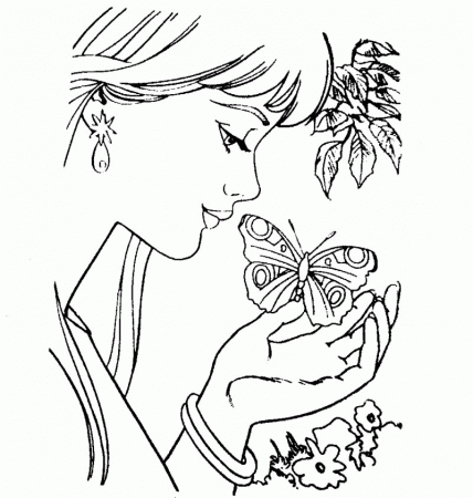 Women And Butterflies Coloring Page - Kids Colouring Pages