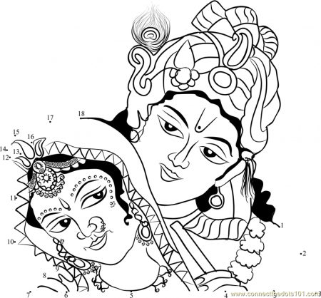 Connect the Dots Krishna & Radha (Religions > Hinduism) - dot to 