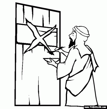 Passover | put blood on the sides and tops of the doorframe | coloring page