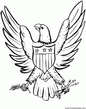 eagle coloring page an with american shield