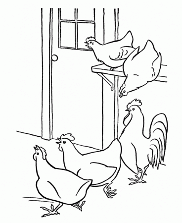 Farm Animal Coloring Pages | Printable Chickens Coloring Page Hens 