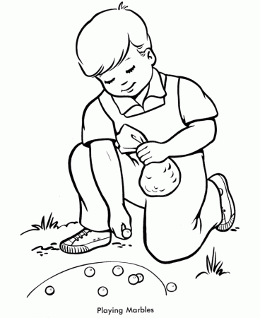 Spring Children and Fun Coloring Page 6 - Spring Games Coloring 