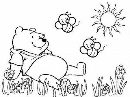 Winnie The Pooh Sitting in Garden Coloring Page - Free & Printable ...